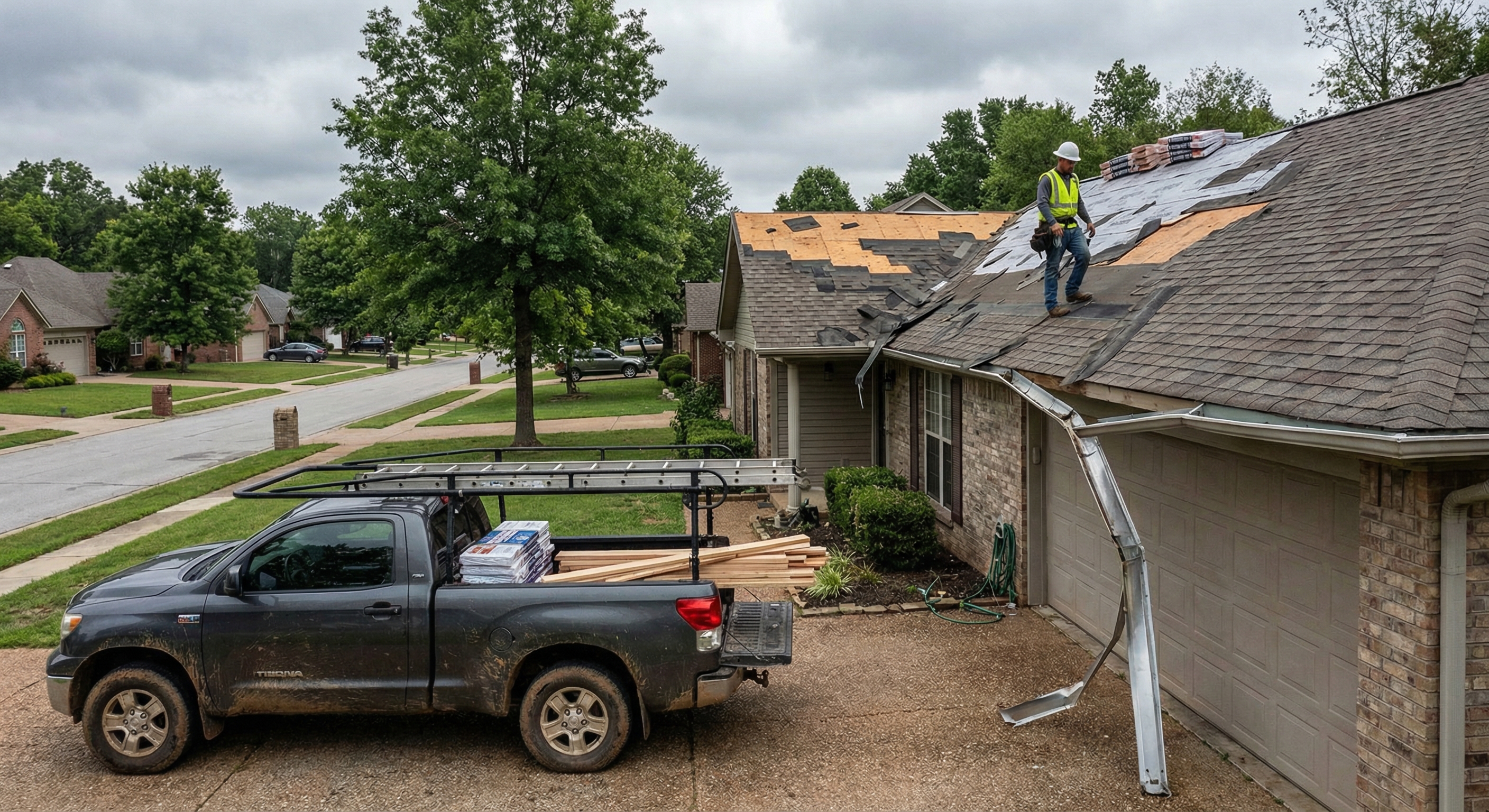 Bentonville Storm Damage crew working on storm damage in Bentonville AR